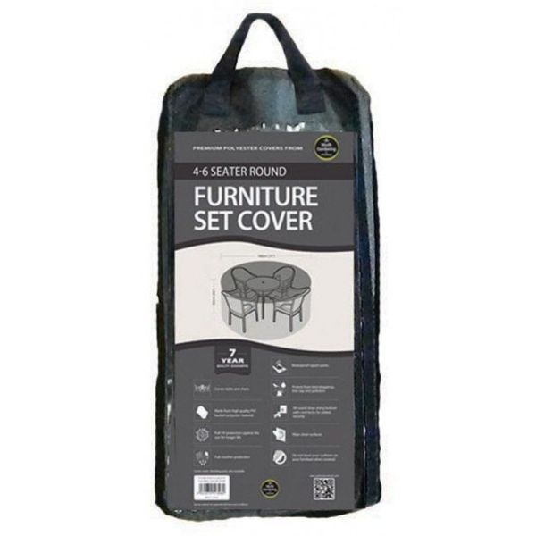 Garland Black 4 - 6 Seater Round Furniture Set Cover - W1396 - Old Railway Line Garden Centre