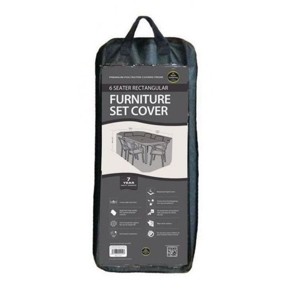 Garland Black 6 Seater Rectangular Furniture Set Cover - Old Railway Line Garden Centre