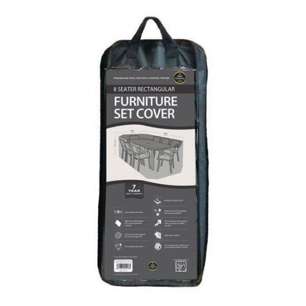 Garland Black 8 Seater Rectangular Furniture Set Cover - W1416 - Old Railway Line Garden Centre