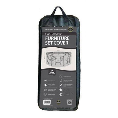 Garland Black 8 Seater Round Furniture Set Cover - W1404 - Old Railway Line Garden Centre
