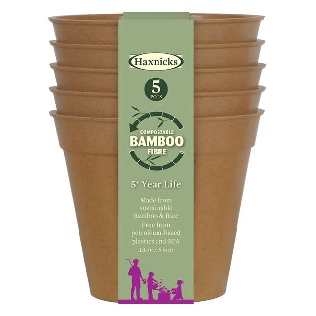 Haxnicks 13cm (5") Terracotta Bamboo Pots (Pack of 5) - Old Railway Line Garden Centre