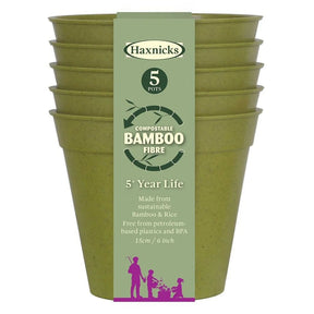 Haxnicks 15cm (6") Bamboo Pots (Pack of 5) - Old Railway Line Garden Centre