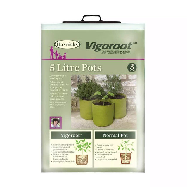 Haxnicks Vigoroot 5 Litres Green Pots (Pack of 3) - Old Railway Line Garden Centre