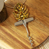Hestia Stainless Steel Corkscrew with Monstera Handle - Old Railway Line Garden Centre