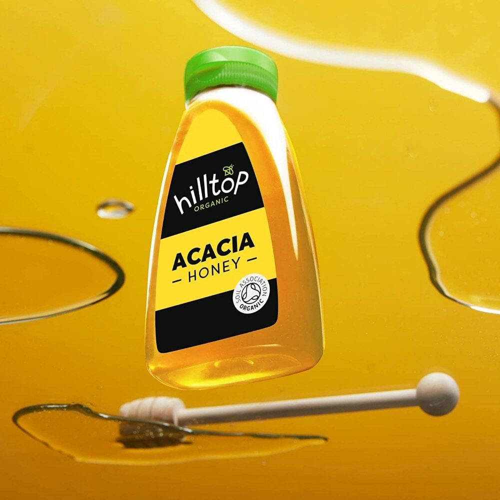 Hilltop Honey 340g Organic Acacia Honey Squeezy Bottle - Old Railway Line Garden Centre