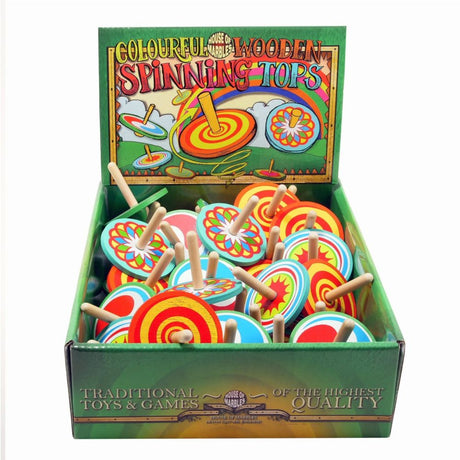 House of Marbles Wooden Spinning Tops (Choice of 3) - Old Railway Line Garden Centre