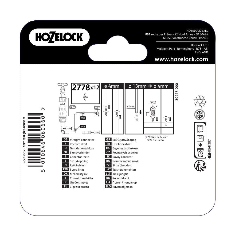 Hozelock 4mm Straight Connectors - Old Railway Line Garden Centre