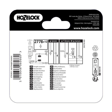 Hozelock 4mm Straight Connectors - Old Railway Line Garden Centre