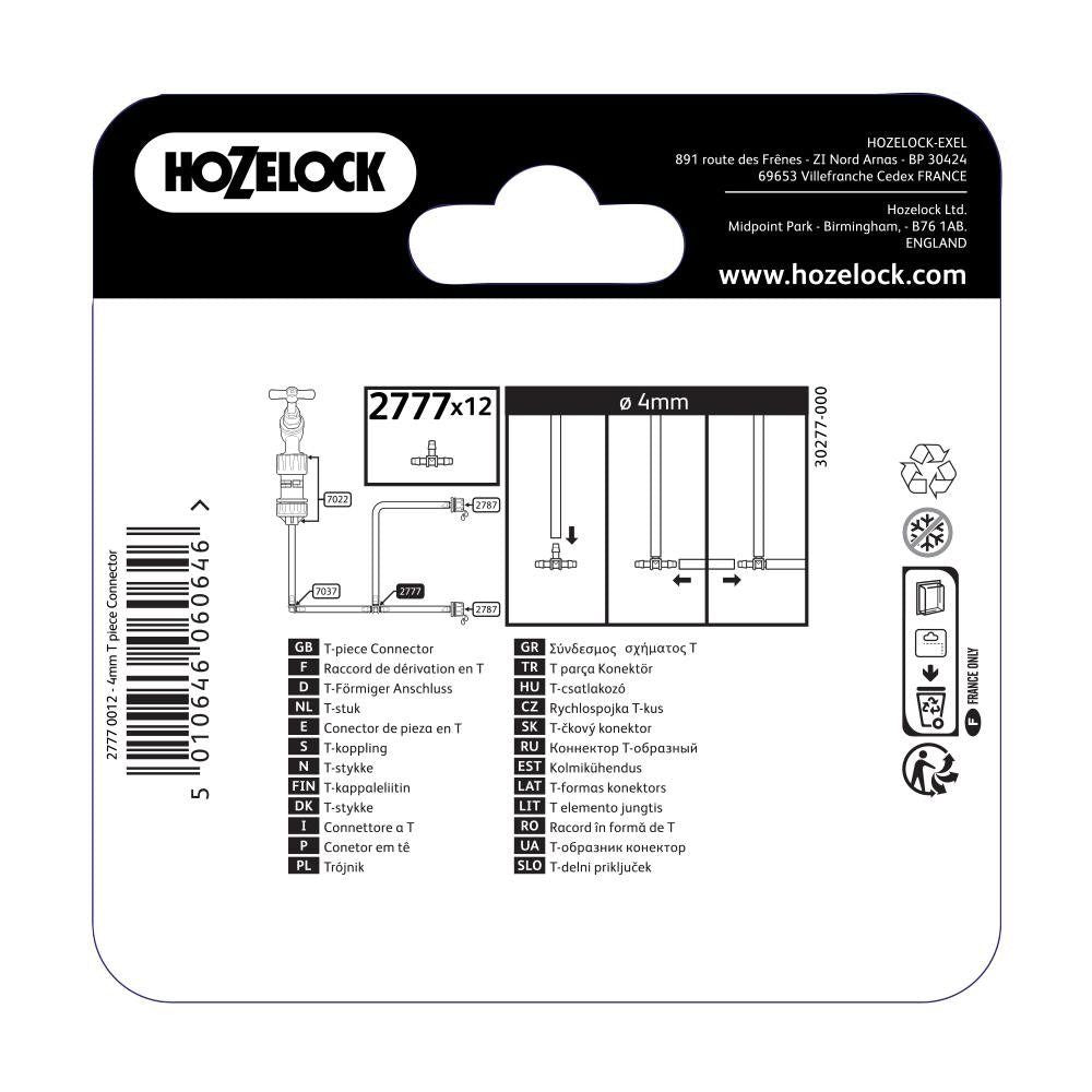 Hozelock 4mm T Piece Connectors (Pack of 12) - Old Railway Line Garden Centre