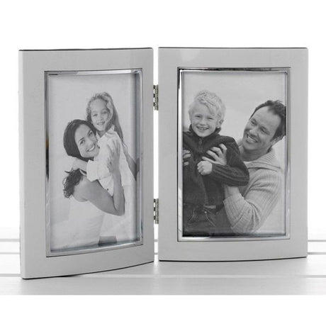 Joe Davies 4x6 Silver Polished Double Photo Frame - Old Railway Line Garden Centre