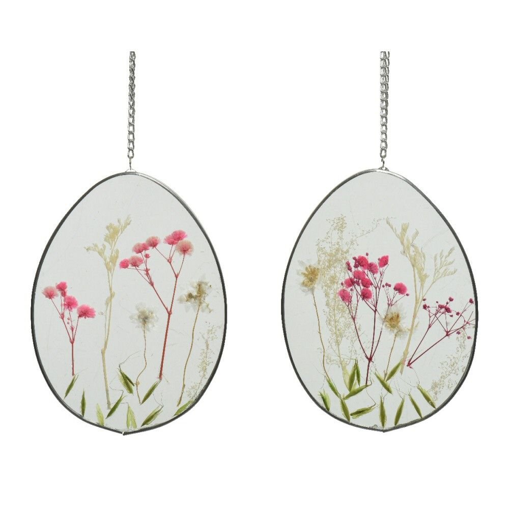 Kaemingk 16cm Glass Wildflower Egg Hanging Decorations - Old Railway Line Garden Centre