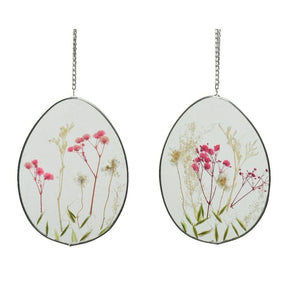 Kaemingk 16cm Glass Wildflower Egg Hanging Decorations - Old Railway Line Garden Centre
