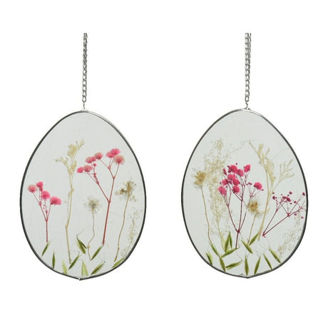 Kaemingk 16cm Glass Wildflower Egg Hanging Decorations - Old Railway Line Garden Centre