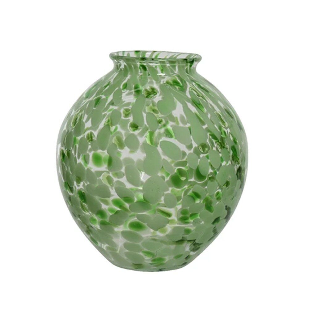 Kaemingk 25cm Green Pattern Glass Powder Vase - Old Railway Line Garden Centre