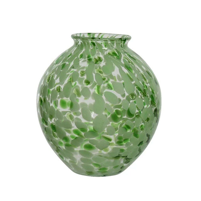 Kaemingk 25cm Green Pattern Glass Powder Vase - Old Railway Line Garden Centre