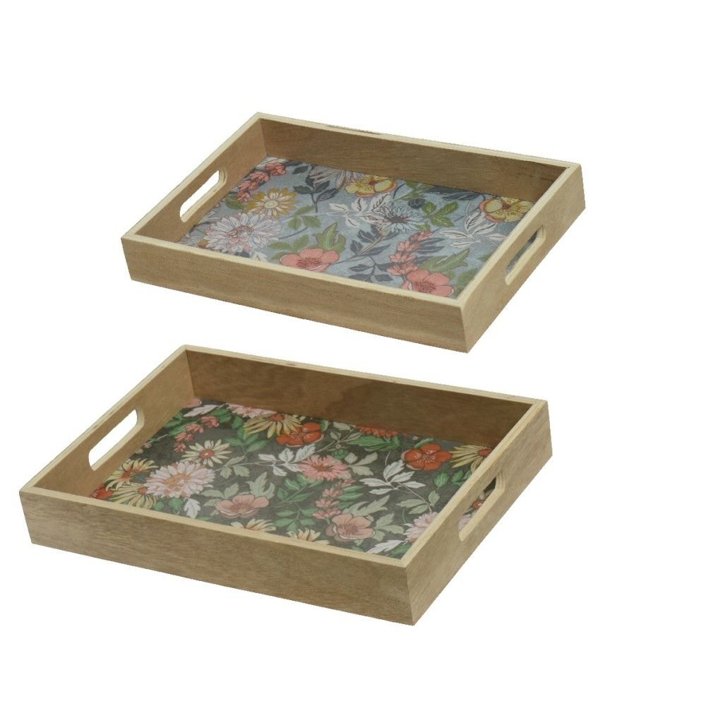 Kaemingk 34cm Plywood Flower Print Tray - Old Railway Line Garden Centre