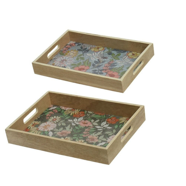 Kaemingk 34cm Plywood Flower Print Tray - Old Railway Line Garden Centre