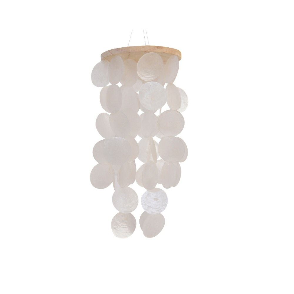 Kaemingk 36cm White Round Capiz Mobile - Old Railway Line Garden Centre