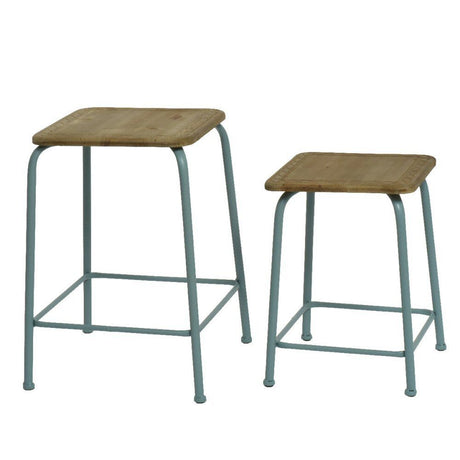 Kaemingk 38cm Blue Iron Frame Indoor Stool - Old Railway Line Garden Centre