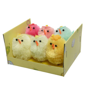 Kaemingk 4cm Flower Chenille Easter Chickens (Set of 6) - Old Railway Line Garden Centre