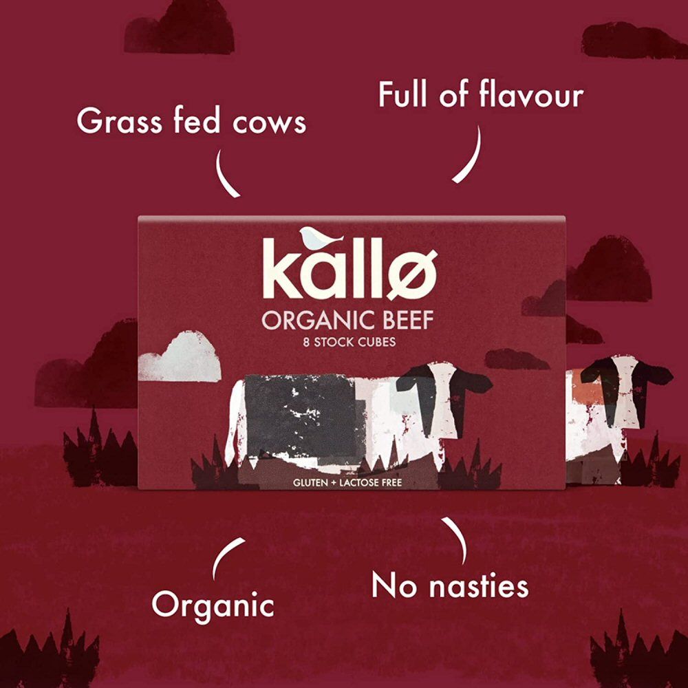 Kallo 66g Organic Beef Gluten - Free Stock Cubes - Old Railway Line Garden Centre