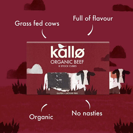 Kallo 66g Organic Beef Gluten - Free Stock Cubes - Old Railway Line Garden Centre
