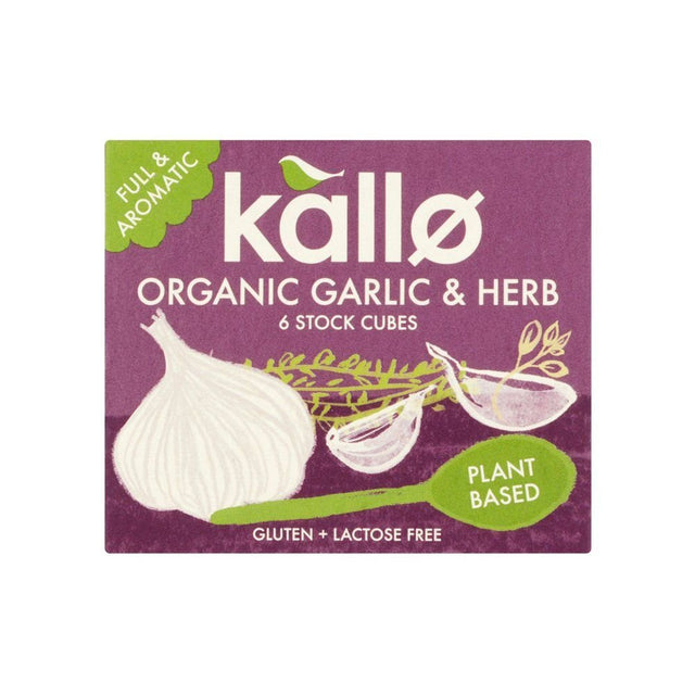 Kallo 66g Organic Garlic & Herb Gluten - Free Stock Cubes - Old Railway Line Garden Centre