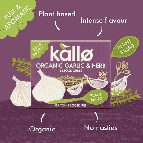 Kallo 66g Organic Garlic & Herb Gluten - Free Stock Cubes - Old Railway Line Garden Centre