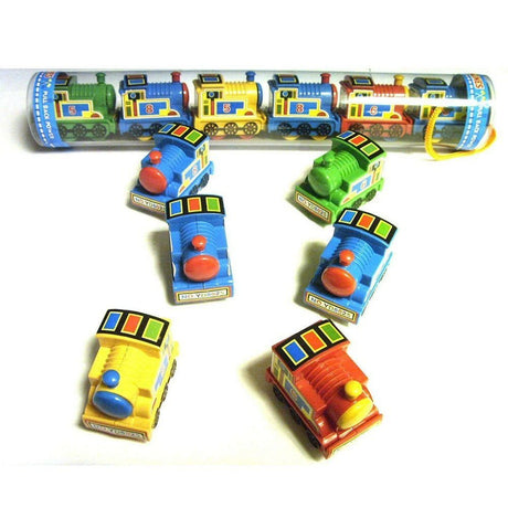 Kandy Toys 6 Piece Pullback Trains in Tube - Old Railway Line Garden Centre