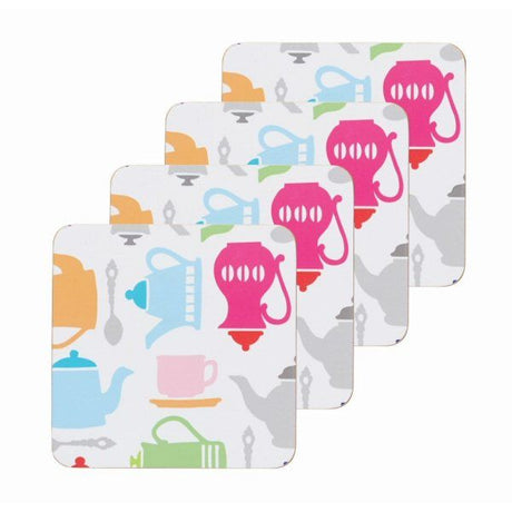 Kitchen Craft 10cm Teapot Cork Back Laminated Coasters (Set of 4) - Old Railway Line Garden Centre