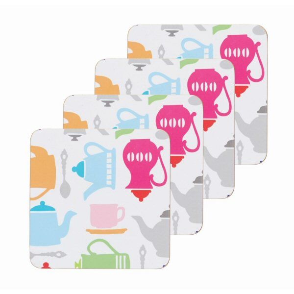 Kitchen Craft 10cm Teapot Cork Back Laminated Coasters (Set of 4) - Old Railway Line Garden Centre