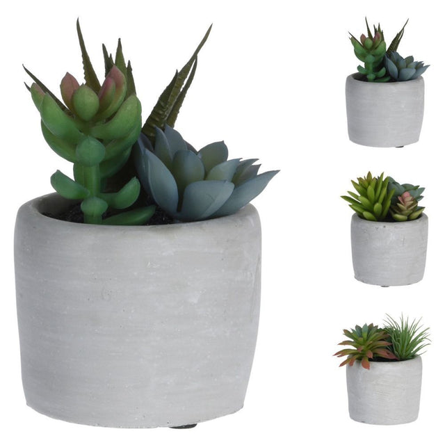Koopman 11cm Artificial Succulent in Concrete Pot (Choice of 3) - Old Railway Line Garden Centre