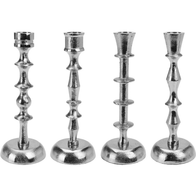Koopman 20CM Aluminium Silver Candle Holder (Choice of 4) - Old Railway Line Garden Centre