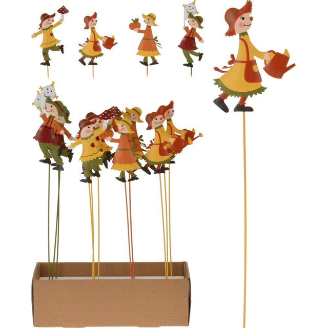 Koopman 34cm Flower Pot People on Pick (Choice of 4) - Old Railway Line Garden Centre