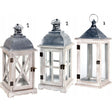 Koopman 41cm White Wood Lantern (Choice of 3) - Old Railway Line Garden Centre