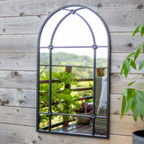 La Hacienda 100cm Black Arched Arundel Indoor/Outdoor Mirror - Old Railway Line Garden Centre
