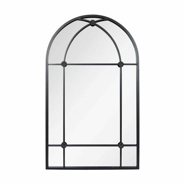 La Hacienda 100cm Black Arched Arundel Indoor/Outdoor Mirror - Old Railway Line Garden Centre