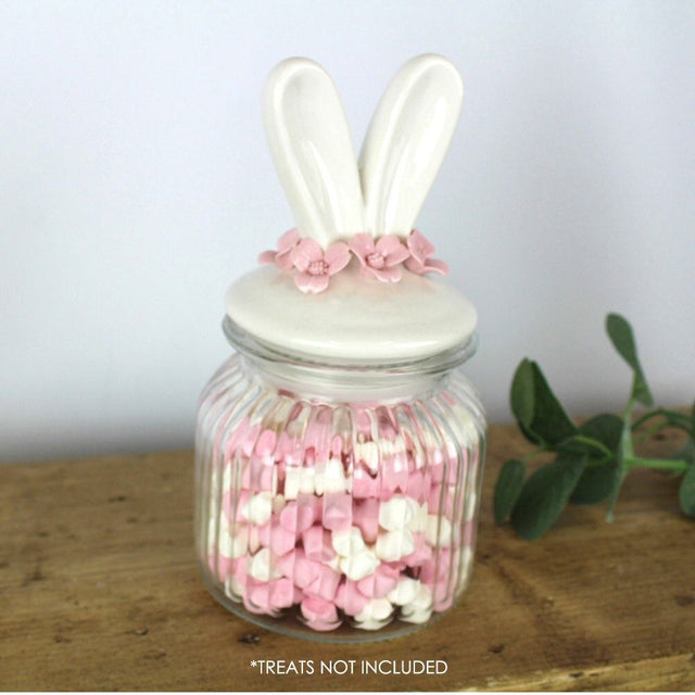 Langs 11cm White Bunny Ears Jar - Old Railway Line Garden Centre