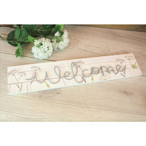 Langs 50cm Wooden Welcome Wire Sign - Old Railway Line Garden Centre