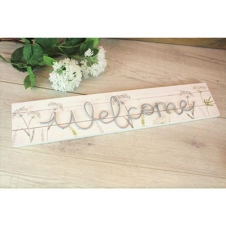Langs 50cm Wooden Welcome Wire Sign - Old Railway Line Garden Centre