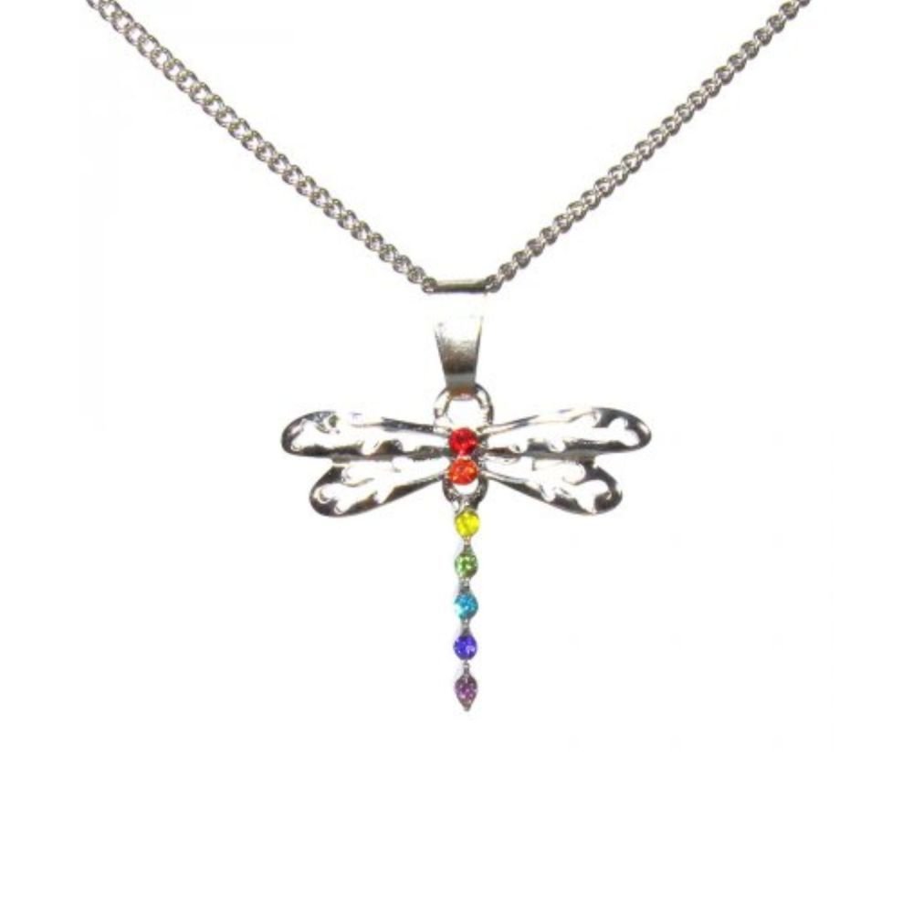 Lila Jewellery 20mm Rainbow Dragonfly Pendant - Old Railway Line Garden Centre