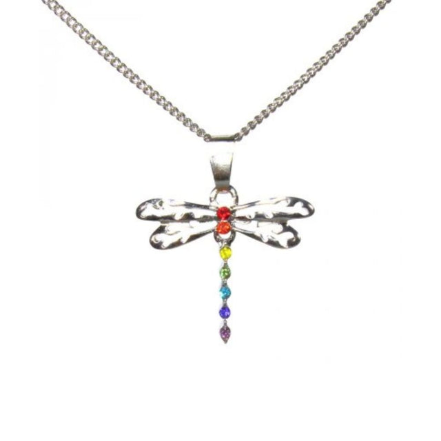 Lila Jewellery 20mm Rainbow Dragonfly Pendant - Old Railway Line Garden Centre