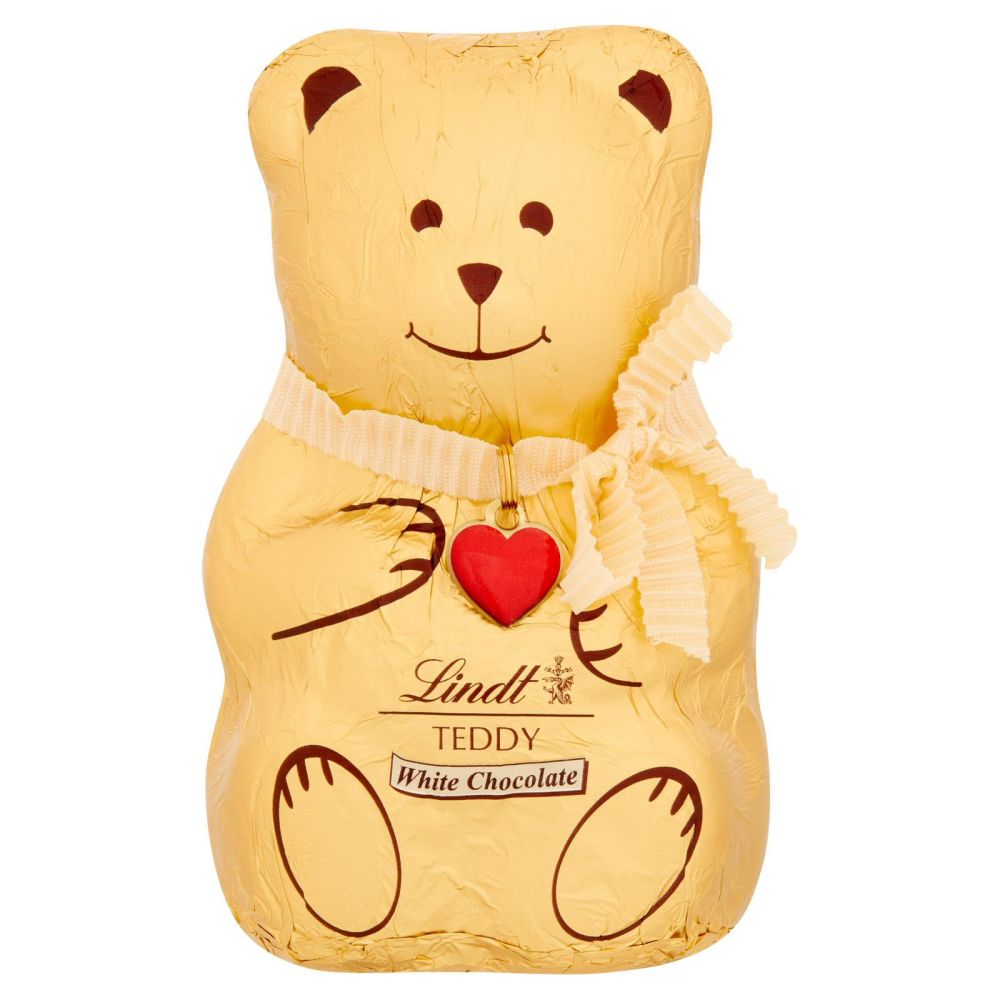 Lindt 100g White Chocolate Gold Teddy - Old Railway Line Garden Centre