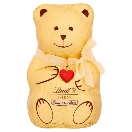 Lindt 100g White Chocolate Gold Teddy - Old Railway Line Garden Centre