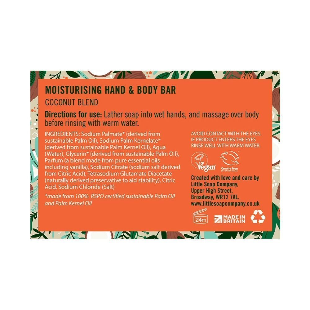 Little Soap Company 100g Coconut Hand & Body Soap Bar - Old Railway Line Garden Centre
