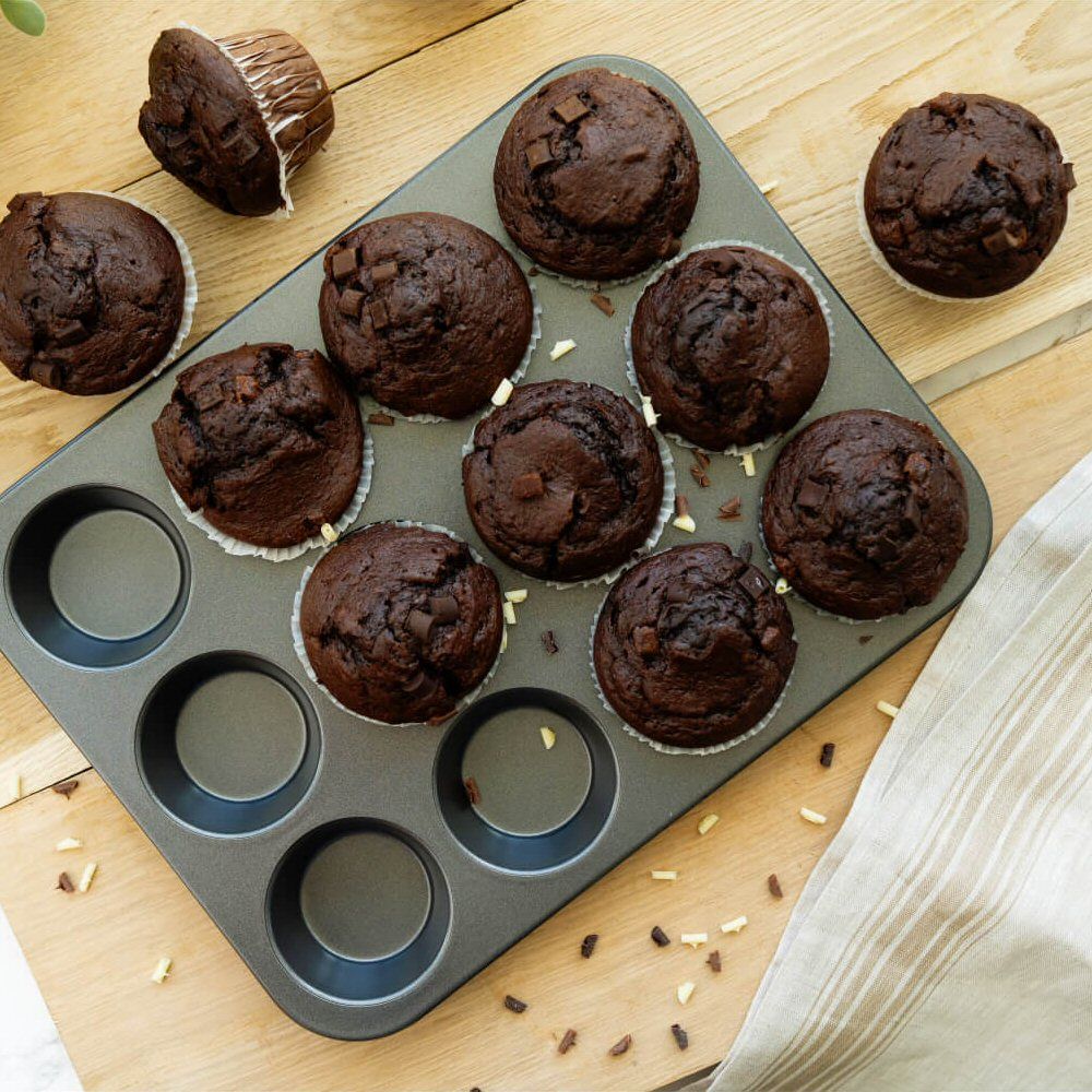 Luxe Bakeware Non - Stick 12 Cup Muffin Tin - Old Railway Line Garden Centre