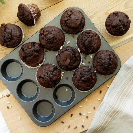 Luxe Bakeware Non - Stick 12 Cup Muffin Tin - Old Railway Line Garden Centre