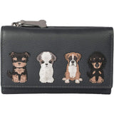 Mala Leather Grey Best Friends Sitting Dogs Tri Fold Purse - Old Railway Line Garden Centre