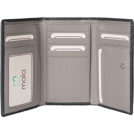 Mala Leather Grey Best Friends Sitting Dogs Tri Fold Purse - Old Railway Line Garden Centre