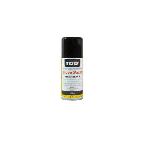 Manor 150ml Matt Black High Temperature Stove Paint Spray - Old Railway Line Garden Centre